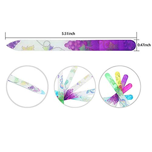 EZGO 5 Pieces Colorful Printed Pattern Crystal Glass Nail Files Set, Glass Files for Nails and Bonafide Beauty