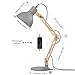 Tomons Swing Arm Desk Lamp, Wood LED Table Lamp, Reading Lights for Office, College Dorm, Living Room, Bedroom, Study, Bedside Nightstand Adjustable Lamp with 4W LED Bulb - Gray