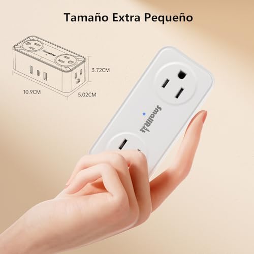 SMALLRT Multicontacto Extension Electrica Plano, Regleta Multicontacto 3 USB(1 USB C), 6.5FT Extensión Plana para Pared con 4 Salidas de CA, Conector Multiple Enchufe para Hogar, Oficina, Cruceros