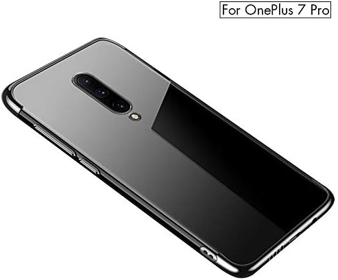 BLUGUL Designed for OnePlus 7 Pro Case, Electroplating Coloring, Crystal Clear Transparent, Ultra-Thin Soft TPU Gel Cover for OnePlus 7 Pro Black