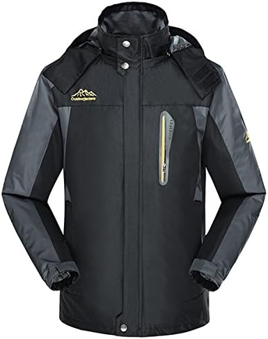 Jeater Men's Hooded Outdoor Hiking Windbreaker Breathable Waterproof Rain Jacket JT6029-Black-Small