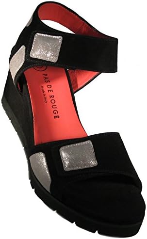 Pas De Rouge Women's 'Marina' Wedge Sandal in Black Suede