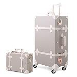 Mosslanda Retro Luggage Set 20 inch Women Cute Suitcase with 12 inch Carry on Handbag