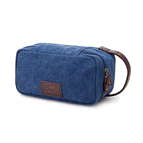 Toiletry Bag for Men Canvas Artificial Leather Trimming Make Up Bag
