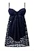 YaYa Bay Swimdress, Womens Retro Vintage Crochet Lace Halter Straps Ruched One Piece Swimsuit Large Size Dark Blue