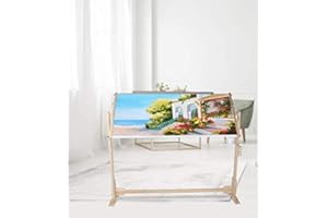 AYNEFY Hand Quilting Frame, Wooden Embroidery Frame Adjustable Wooden Stitch Frame Floor Stand Lap Frame Tabletop for Needlework Craft