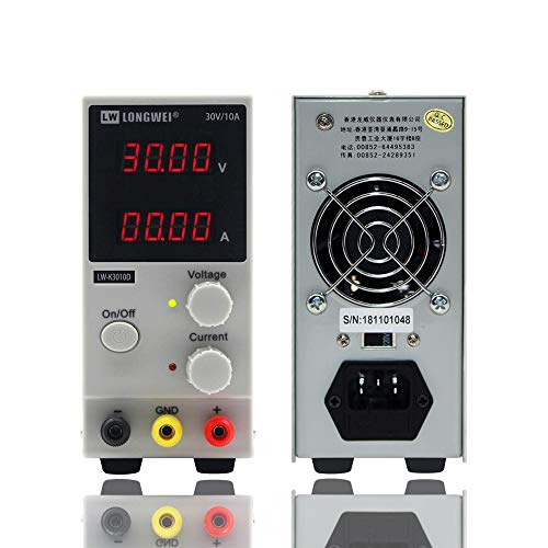 DC Power Supply Variable 30V 10A, ï¼ˆPrecision 00.01Vï¼Œ00.01Aï¼‰4-Digital LED Display, Precision Adjustable Regulated Switching Power Supply Digital with Alligator Leads US Power CordÂ 