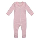 Owlivia Organic Cotton Baby Boy Girl Zip Front Sleep ‘N Play, Footed Sleeper, Long Sleeve (Size 0-18 Month) (6-12 Months, Pink Stripe)