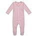 Owlivia Organic Cotton Baby Boy Girl Zip Front Sleep ‘N Play, Footed Sleeper, Long Sleeve (Size 0-18 Month) (6-12 Months, Pink Stripe)