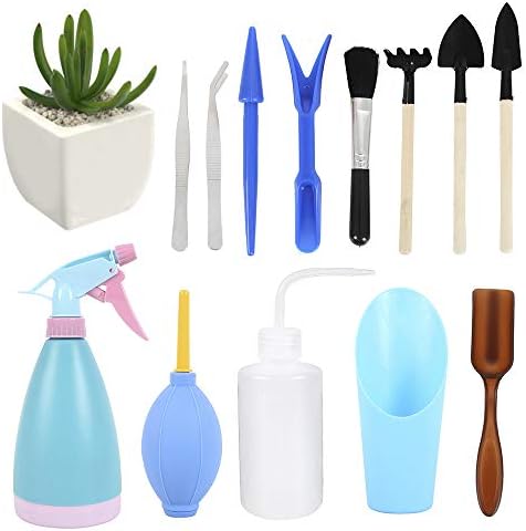 squareyweek 14PCS Mini Gardening Tool Set Succulent Transplanting Bonsai Plants Indoor Plants Tool Set