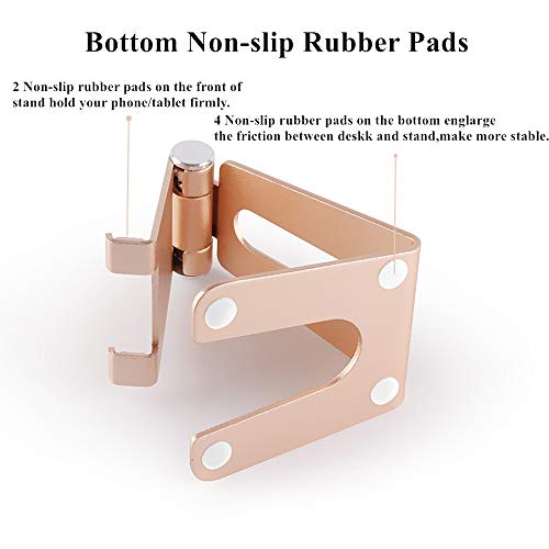 Adjustable Cell Phone Stand, Thickness Aluminum Multi-Angle Mobile Phone Holder,Cradle, Dock, Stand for iPhone 6 7 8X Plus 6s 7s ipad, All Android Smartphone, Universal Phone Stand (Gold)
