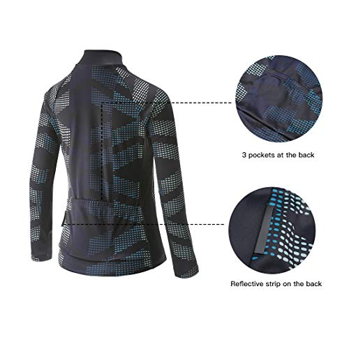 CATENA Women's Cycling Jersey Thermal Shirt Top Autumn and Winter Long Sleeve Bicycle Jacket Blue - Thumbnail 2