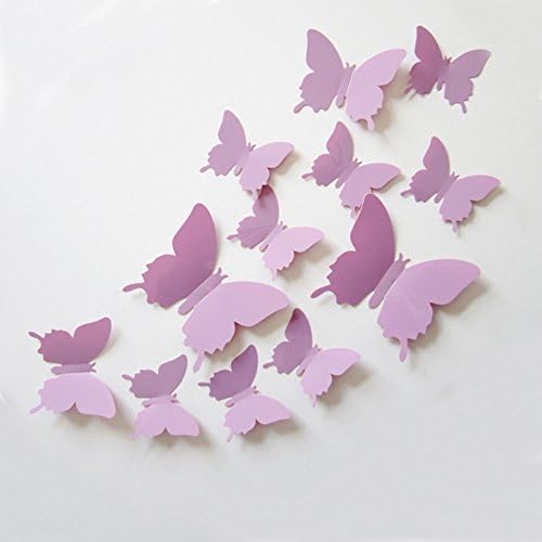12pcs 3D Butterfly Removable Mural Stickers Wall Stickers Decal for Home and Room Decoration (purple)