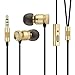 GGMM Nightingale “Lifetime Warranty” Deep Heavy Bass In-Ear Noise-Isolating Headphone w/ Full Metal Housing Dynamic Dual Drivers & Universal 1-Button Microphone (Gold)
