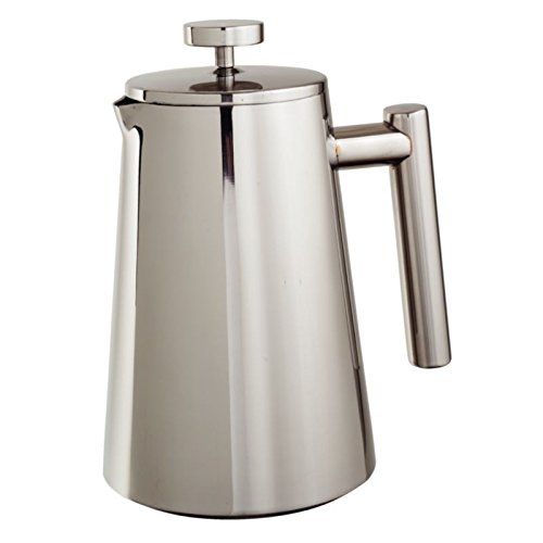 Olympia Insulated Art Deco Stainless Steel Cafetiere 350ml / 3 Cup - Double-walled, Mirror Finish U072, Silver