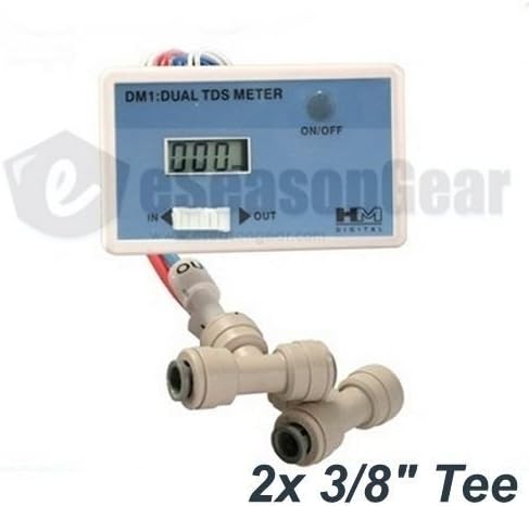 (USA Warehouse) HM Digital DM-1A, 2x 3/8" Tee Inline Dual TDS PPM Monitor, Reverse Osmosis, DM1 -/PT# HF983-1754413453