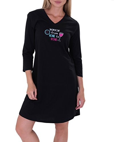 Caramel cantina 3/4 sleeve women s night shirt v neck (x-large, n…