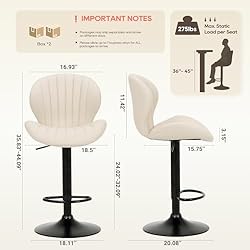 COLAMY Bar Stools Set of 4, Modern Swivel Bar