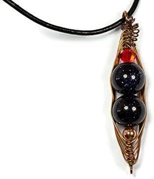 Pendant or Keychain Charm Pea in a Pod in Copper