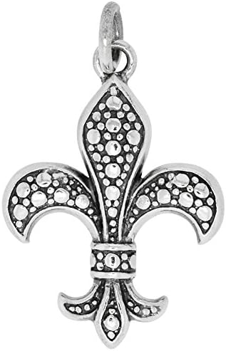 Sterling Silver Textured Feur-De-Lis Charm (Approximately 21 x 15 mm)