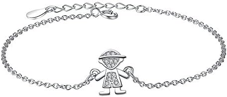 Retro 925 Silver Cute Boy Charm bracelets for Girls/Boy