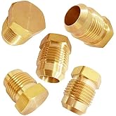ANPTGHT Brass Flare Plug 3/8" Tube OD SAE 45 Degree Tube Fitting 5PCS | Hex Pipe Seal Plug Assortment Kits