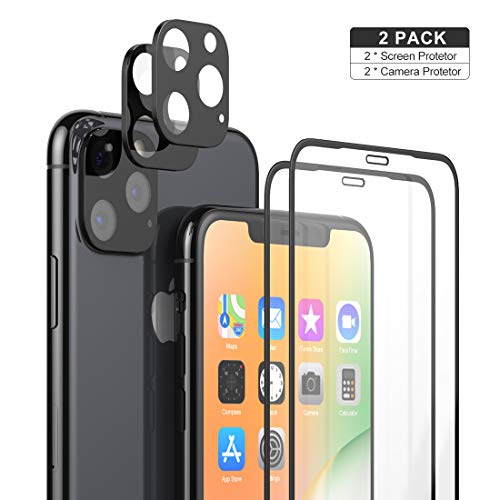 2 Pack iPhone 11 Pro Max Camera Lens Protector + 2 Pack Tempered Glass Full Coverage 3D Glass Screen Protector Film Anti-Scratch,Anti-Fingerprint,Ultra Thin Protection for iPhone 11 Pro Max 6.5