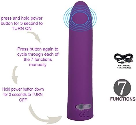 Mini bullet Electric Massager Wand, 7 Speed Modes Powerful Vibration for Body Therapeutic,Rechargeabe Waterproof Massage,Low Noise Vbration,Safty and Easy to Carry(purple)
