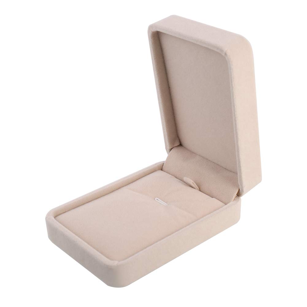 faddy-1 Velvet Necklace Pendant Box Jewelry Gift Box Necklace Bracelet Pendant Display Storage Case Organizer Wedding Jewellery Display Stand(Beige)