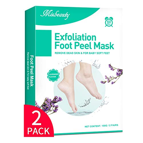 Foot Peel Mask 2 Pack, Mixbeauty Exfoliating Foot Mask, Peeling Away Calluses and Dead Skin, Repair Rough and Cracked Heels, Get Baby Soft Feet (Lavender Scented)