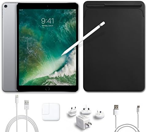 2017 New IPad Pro Bundle (5 Items): Apple 10.5 inch iPad Pro with Wi-Fi 256 GB Space Gray, Leather Sleeve Black, Apple Pencil, Mytrix USB Apple Lightning Cable and All-in-One Travel Charger