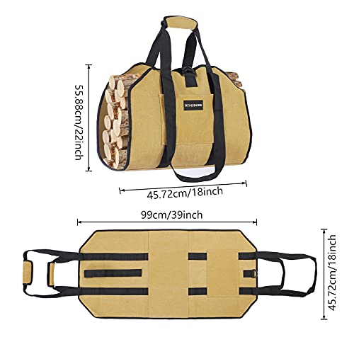 Fireplace Carrier Waxed Firewood Canvas Log Carrier Tote Bag Outdoor