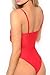 LEISUP Womens Spaghetti Strap Tie Knot Front One Piece Top High Cut Swimsuit Red M