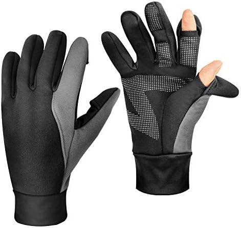 Seektop Warm Waterproof Fishing Gloves in Autumn 2 Cut Fingers Flexible Great for Photography Touchscreen Warming Ice Fishing Gifts Fisherman