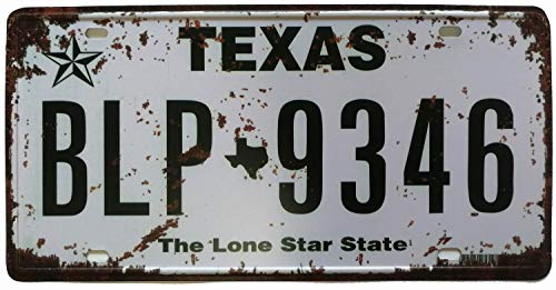 ERLOOD Texas BLP-9346 Retro Vintage Rustic Home Bar Wall Decor Car Vehicle License Plate Souvenir Metal Tin Sign Plaque 6 X 12