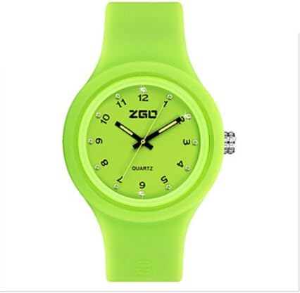New hot waterproof noctilucent fashion silica gel candy color watch for men and women,green