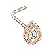 Inspiration Dezigns Sparkling Ornate Teardrop L-Shape Rose Gold Nose Ring Surgical Steel