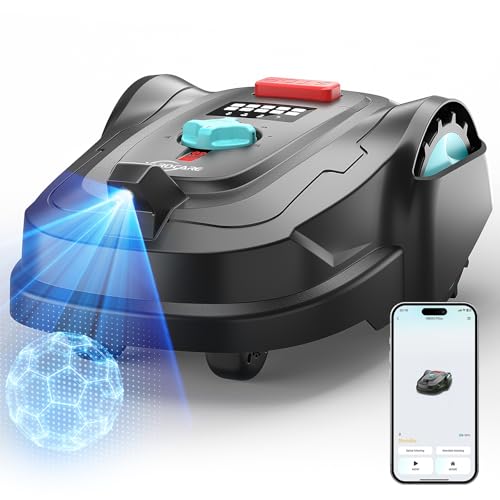 YARDCARE M800Plus Robotic Lawnmower without Boundary Cable up to 800 m², U-shaped Cutting, GPS Positioning + AI Vision Lawn Mower Robot, App Control, 150 Obstacle Avoidance (Black and Blue)