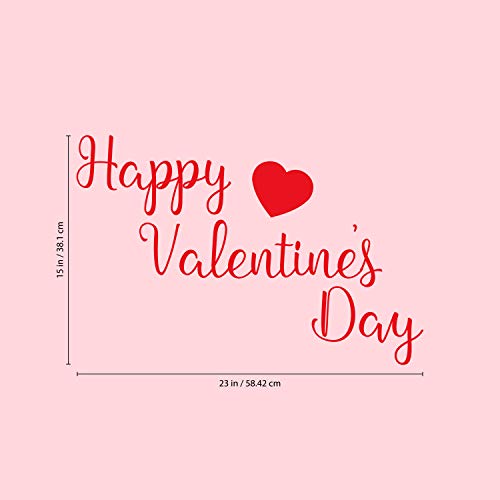 Valentines Day Vinyl Wall Art Decal - Happy Valentine's Day - 15" x 23" - Valentine's Lovers Heart Decor Romantic Couples Home Living Room Bedroom Apartment Indoor Work Sticker (15" x 23", Red) - Thumbnail 2