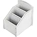 MyGift Vintage White Wood Remote Control Holder Caddy with 3 Compartments, Living Room Media Storage Organizer, Multipurpose Desktop Supplies Storage Box