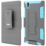 ZTE ZMAX Case, CellJoy [Full Body Armor] ZTE ZMAX Z970 (T-Mobile / Metro PCS) Shock Proof Kick Stand Hybrid Cases with Swivel Belt Clip Holster Cover (Teal / Gray)