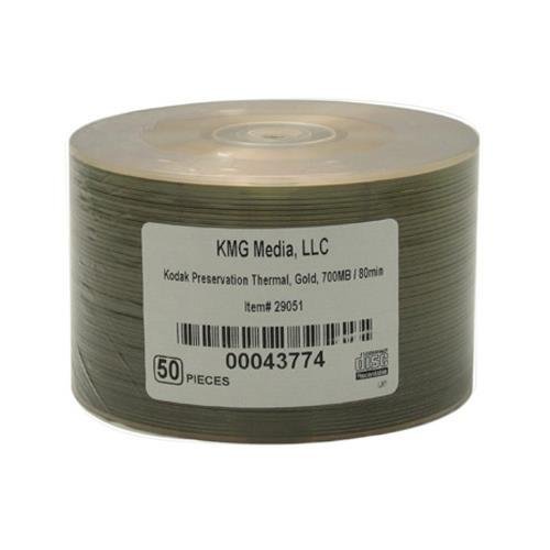 Kodak 29051 CD-R Mdedia 80 min Gold 300yr Thermal Printable Bulk 50-pk