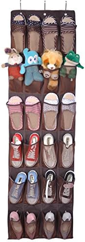 Over The Door Shoe Organizers -24 Pockets and Hanging Closet Organizer Storage Rack with 3 Over Door Hooks by Rekukos