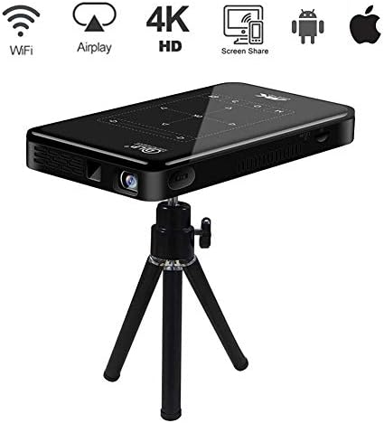 Hypeteck 4K HD Mini Projector Android OS Smart Portable Wi-Fi Bluetooth Touch Pad Video Projector HDMI USB TF Card CPU S905X Home Office Cinema Laptop iPhone 4000mAh