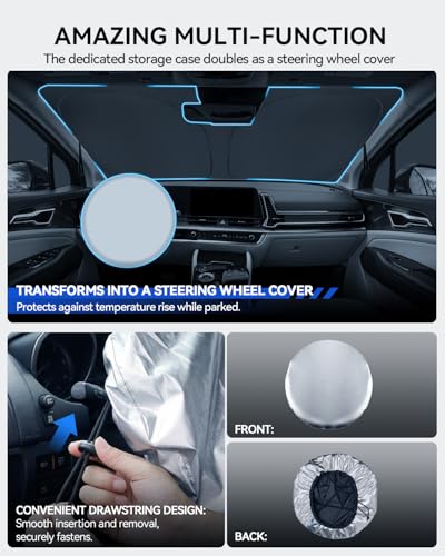 LANTU Windscreen Sunshade for Kia Sportage NQ5 2023-2026 Foldable Sun Visor Protection with Storage Pocket Blocks UV Rays Sun Umbrella