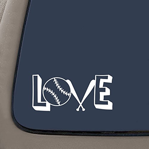 DD996W Love Baseball Spelled Out Decal Sticker | 5.5-Inches By 2.5-Inches | Premium Quality White Vinyl - Thumbnail 2