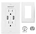 Outlet with USB High Speed Charger Totally 3.4A Charging Capability,Duplex Receptacle 15 Amp, Tamper Resistant Wall socket USB Outlet,Child Proof Safety,2 Wall Plate Included,Gray and White (2Pack)