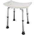 Ez2care Adjustable Lightweight Shower Bench, Bathtub Stool, White, 12.5 to 18 inch