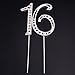 eBoot Sweet 16 Cake Topper 16th Birthday Party Supplies with Sparkling Rhinestone Crystals, Silver