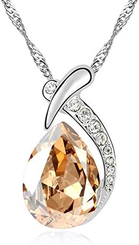 Looyar Water Drop Pendant Necklace Swarovski Crystal Necklace Fashion Women Necklace (Golden)